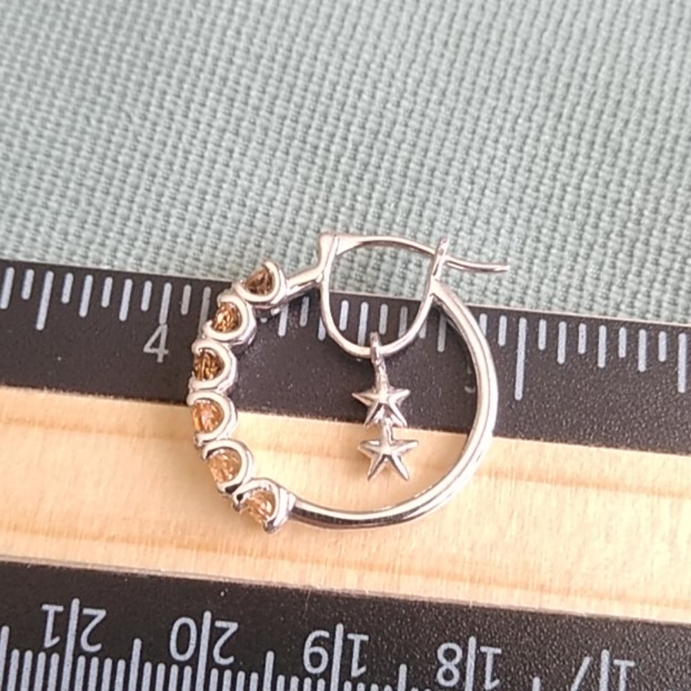 🌻💛 GOLDEN IMPERIAL TOPAZ CHARM HOOP EARRING'S 💛 - Picture 2 of 6